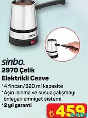 SİNBO 2970 ÇELİK ELEKTRİKLİ CEZVE